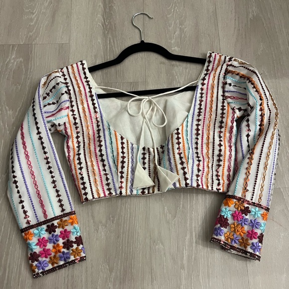 White colorful lehenga - three pieces - formal Indian wedding - Picture 3 of 8